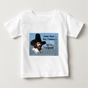 Camiseta Para Bebê Volta Guy Fawkes que tudo é perdoado