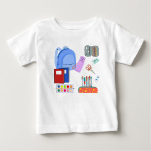 Camiseta Para Bebê Voltar à Coleção de Suprimentos Escolares
