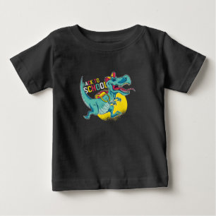 Camiseta Para Bebê Voltar à Escola T-Rex com Mochila