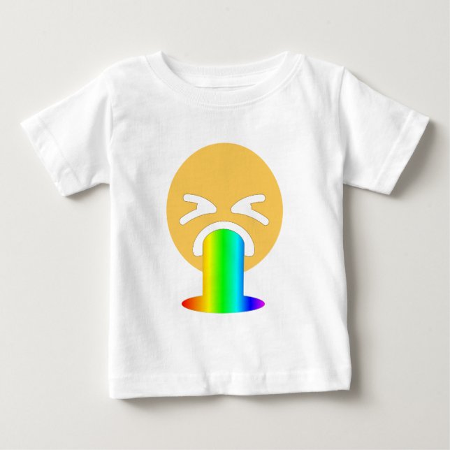 Camiseta Para Bebê vômito do arco-íris emoji (Frente)