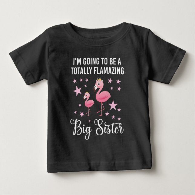 Camiseta Para Bebê Vou Ser Uma Irmã Totalmente Flamante (Frente)
