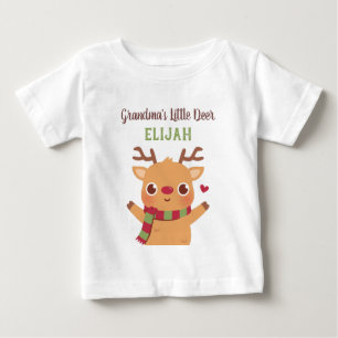 Camiseta Para Bebê Vovó Bonita Pequeno Veado, Rena de Nariz Vermelho