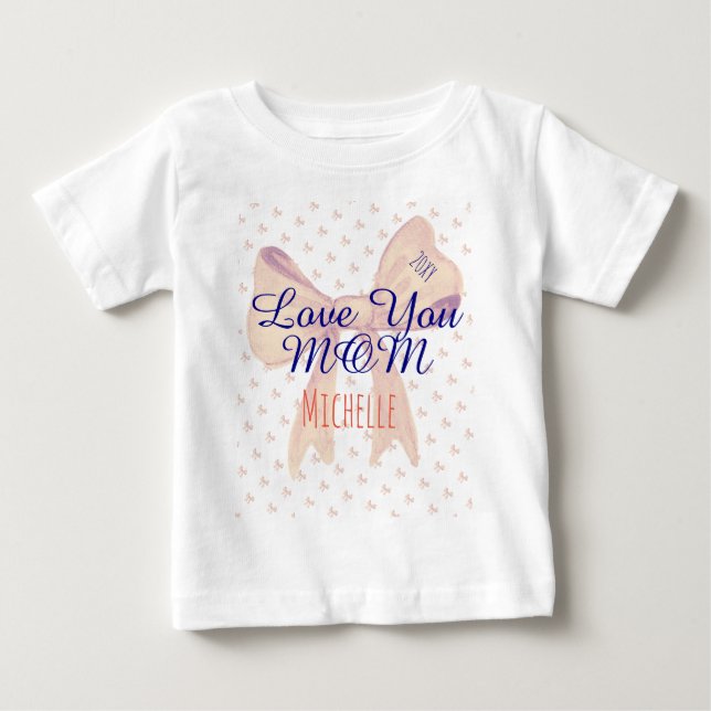 Camiseta Para Bebê Vovó Mamãe Ama Você Dia das Mães Moderno Fofo e El (Frente)