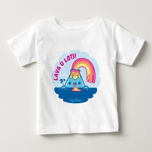 Camiseta Para Bebê Vulcão de Kawaii (Frente)
