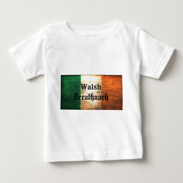 Camiseta Para Bebê Walsh Irish Flag (Frente)