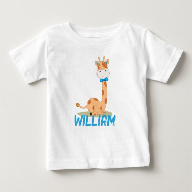 Camiseta Para Bebê Watercolor Baby Giraffe, Safari Animals (Frente)