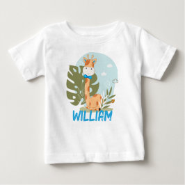 Camiseta Para Bebê Watercolor Baby Giraffe, Safari Animals