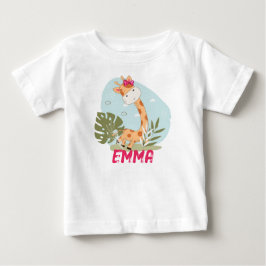 Camiseta Para Bebê Watercolor Baby Giraffe, Safari Animals