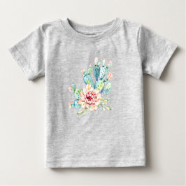 Camiseta Para Bebê Watercolor Cacti Bloom
