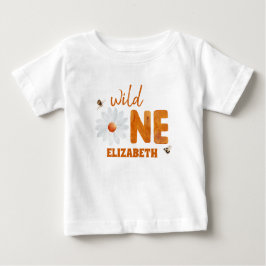 Camiseta Para Bebê Watercolor Daisy Wild One primeiro aniversario Gir