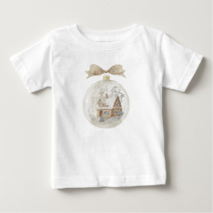 Camiseta Para Bebê Watercolor House in Snow Globe
