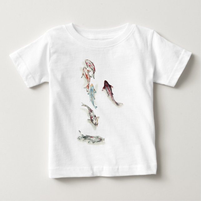 Camiseta Para Bebê Watercolor Koi Fish (Frente)