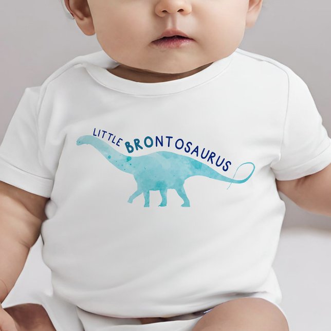 Camiseta Para Bebê Watercolor Lil Irmão Brontosaurus Dinosaur Baby (Criador carregado)