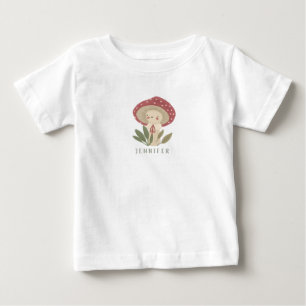 Camiseta Para Bebê Watercolor Pequeno nome de cogumelo Bebê Bodycase