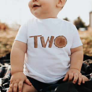 Camiseta Para Bebê Watercolor Woodcolor segundo aniversário Boy