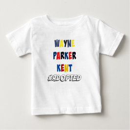 Camiseta Para Bebê Wayne, Parker, Kent #Adopted a adopção dos