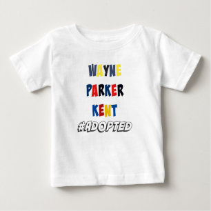 Camiseta Para Bebê Wayne, Parker, Kent #Adopted a adopção dos