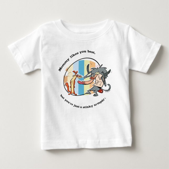 Camiseta Para Bebê Weasel & Baboon "A Mamãe gosta mais de você" (Frente)