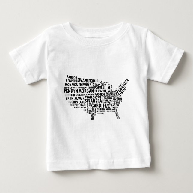 Camiseta Para Bebê Welsh Placenames na América Word Art (Frente)