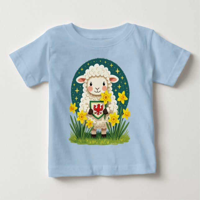 Camiseta Para Bebê Welsh Spring Lamb Cute St Davids Day Design (Frente)