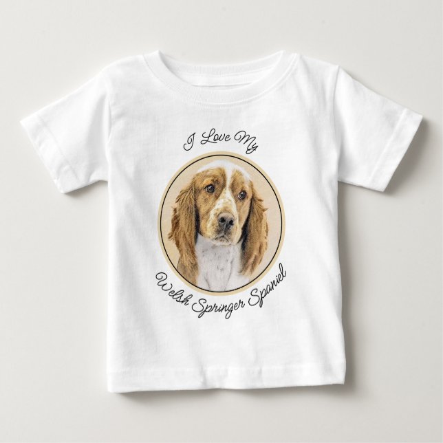 Camiseta Para Bebê Welsh Springer Spaniel Painting - Arte Original De (Frente)