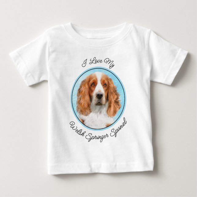 Camiseta Para Bebê Welsh Springer Spaniel Painting - Arte Original De (Frente)