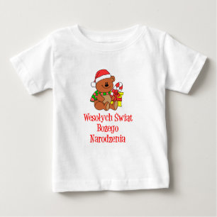 Camiseta Para Bebê Wesolych Swiat no Natal polonês