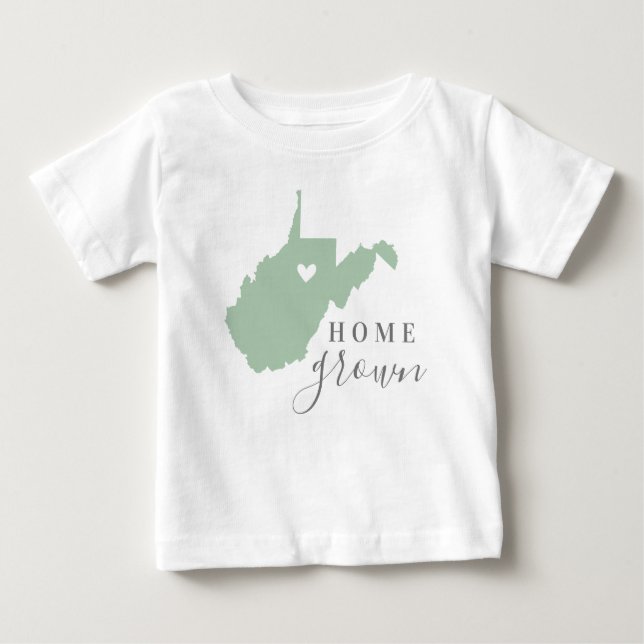 Camiseta Para Bebê West Virginia Home Grown | Estado das Cores Editáv (Frente)