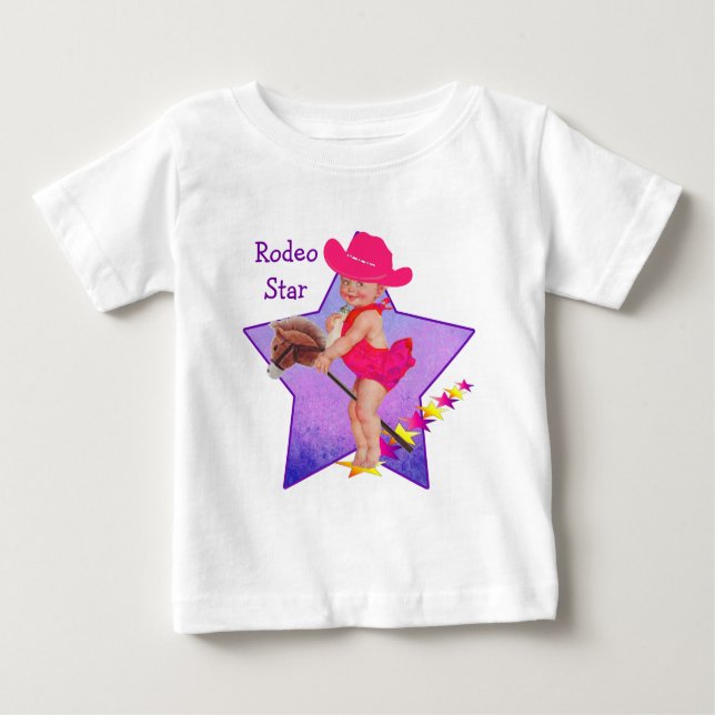 Camiseta Para Bebê Western Baby Cowgirl No Stick Horse (Frente)