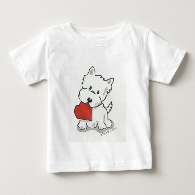 Camiseta Para Bebê Westie com coração (Frente)