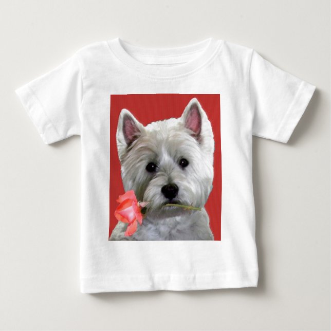 CAMISETA PARA BEBÊ WESTIE COM UM ROSA PARA VOCÊ (Frente)