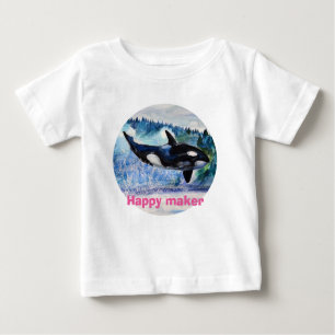 Camiseta Para Bebê Whale Art Toddler Ruffle Tee