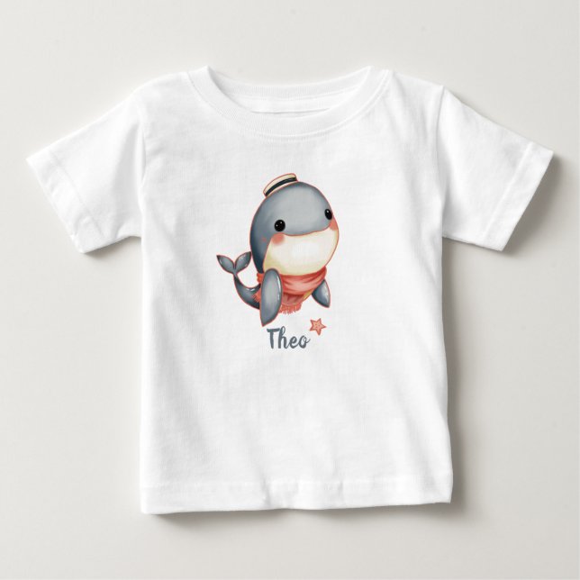 Camiseta Para Bebê Whale Hello There! (Frente)