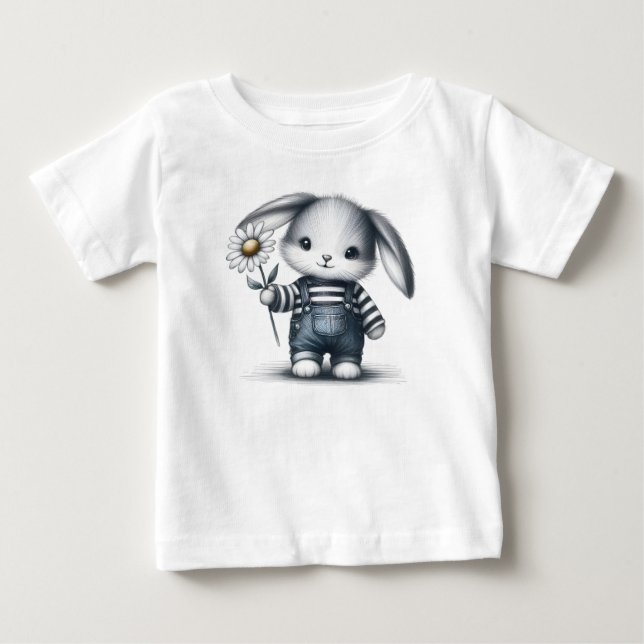 Camiseta Para Bebê Whimsical Boy Bunny (Frente)