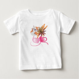 Camiseta Para Bebê Whimsical Cat Mom Floral & Wildflower Hearts Desig