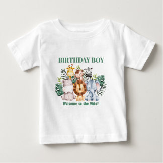 Camiseta Para Bebê Whimsical Jungle Safari Animal Birthday