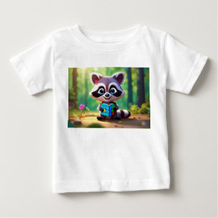 Camiseta Para Bebê "Whimsical Raccoon Quebra-cabeça Pal: Digital Art