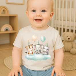 Camiseta Para Bebê  Whimsical watercolor Cute Safari Animal T-Shirt