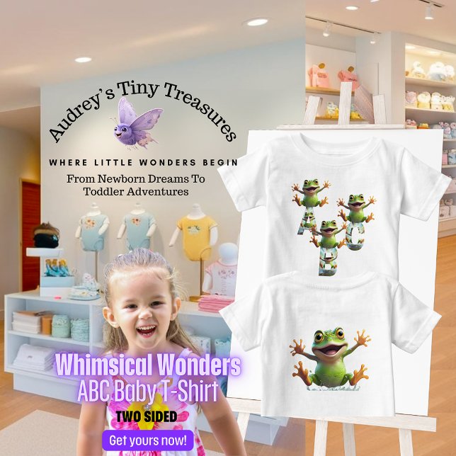 Camiseta Para Bebê Whimsical Wonders Baby Short Sleeve ABC T Shirt (Criador carregado)