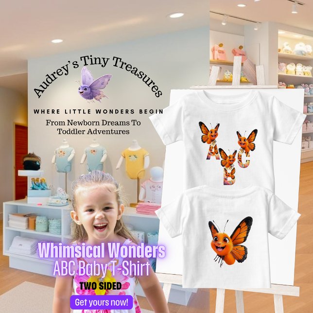 Camiseta Para Bebê Whimsical Wonders Baby Short Sleeve ABC T Shirt (Criador carregado)