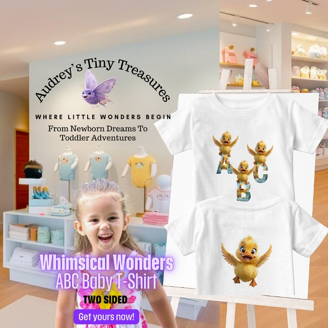 Camiseta Para Bebê Whimsical Wonders Baby Short Sleeve ABC T Shirt (Criador carregado)