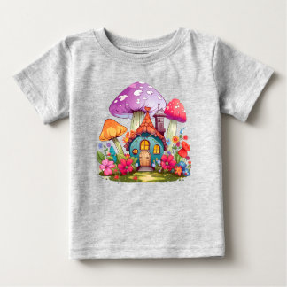Camiseta Para Bebê Whimsy Wonderland Mushroom House Bebê Bodô