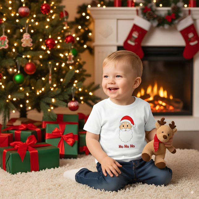 Camiseta Para Bebê White Ho Ho Papai Noel Feliz Família de Natal (Criador carregado)
