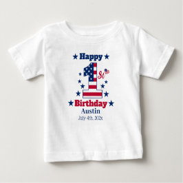 Camiseta Para Bebê White Personalizada do primeiro aniversario 4 de j