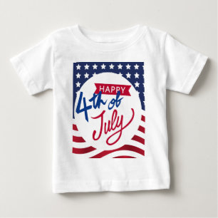 Camiseta Para Bebê White-Shirt Feliz Personalizado Em 4 De Julho
