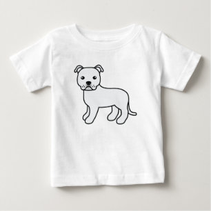Camiseta Para Bebê White Staffordshire Bull Terrier Dog Ilustração