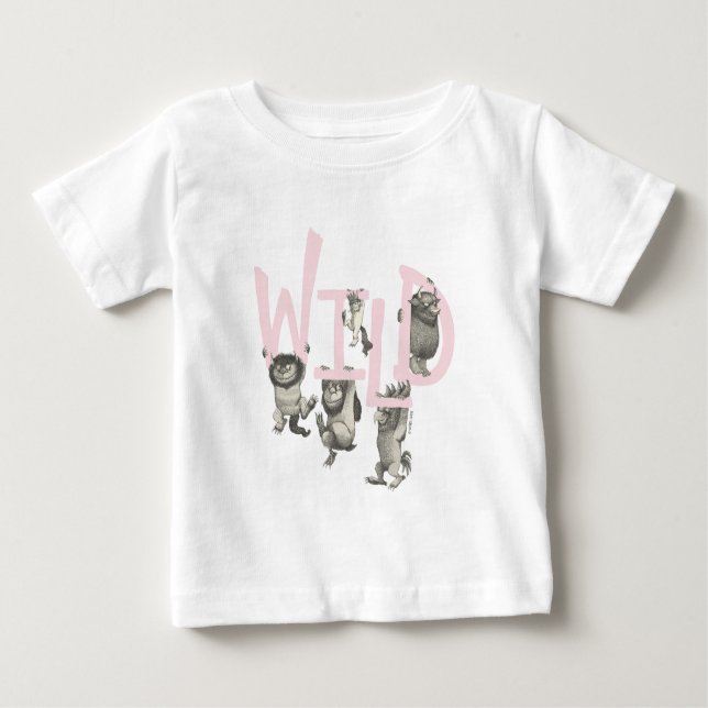Camiseta Para Bebê WILD | Coisas Selvagens e Máx. - Rosa (Frente)