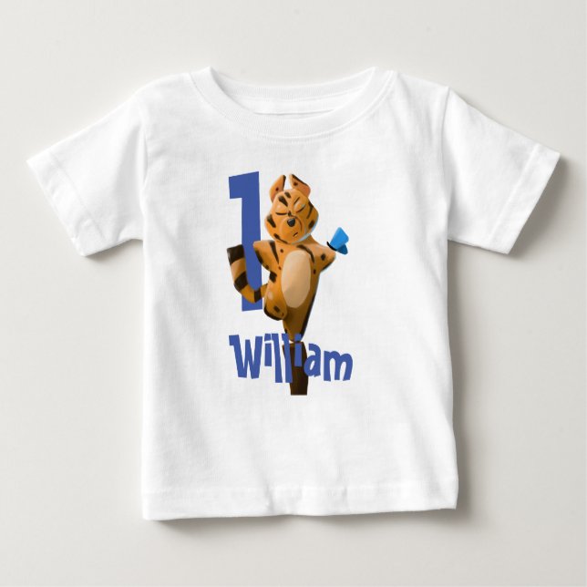 Camiseta Para Bebê Wild One Baby Tiger primeiro aniversario Buffalo X (Frente)