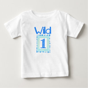 Camiseta Para Bebê Wild One Blue Green First Birday