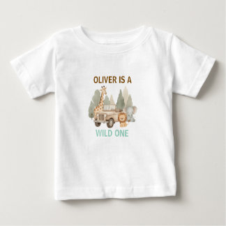 Camiseta Para Bebê Wild One Boy 1st Birthday Safari Baby